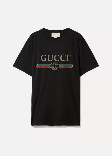 gucci appliquéd distressed printed cotton jersey t shirt|gucci black t shirt.